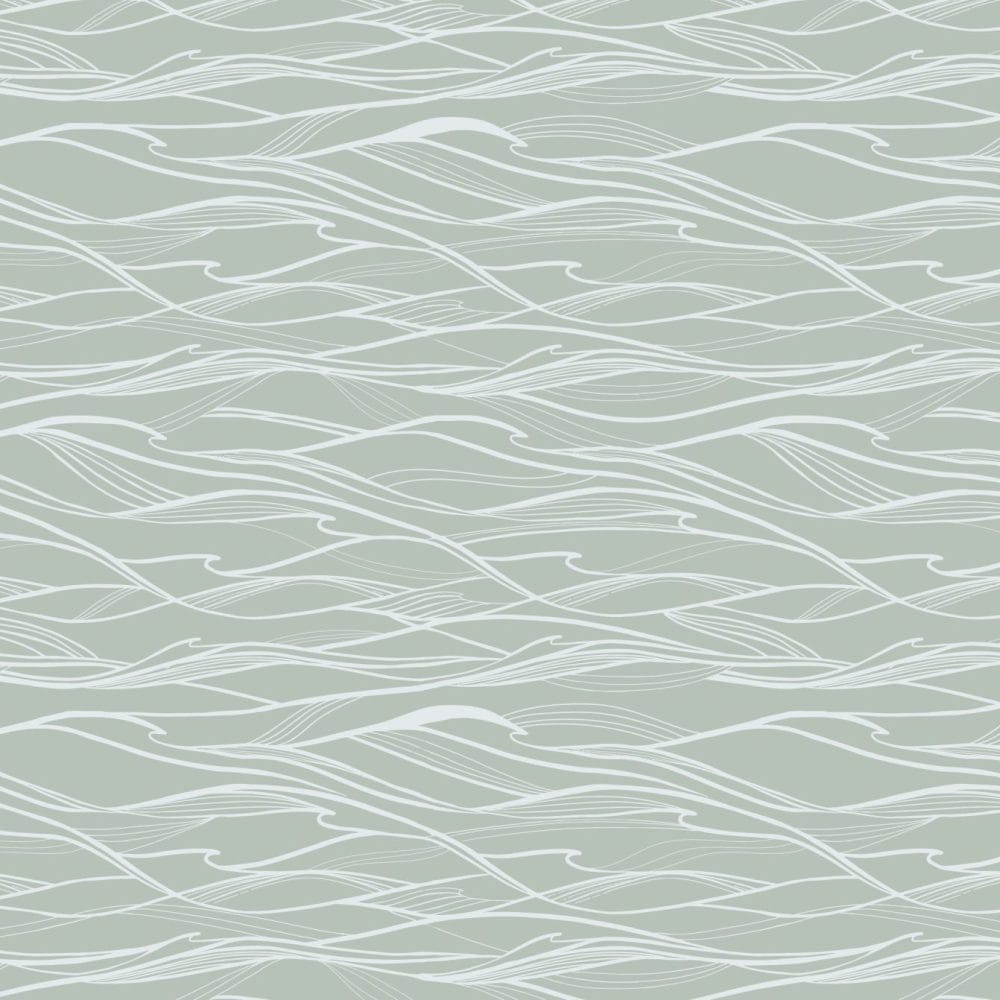 California Waves in Sage Wallpaper